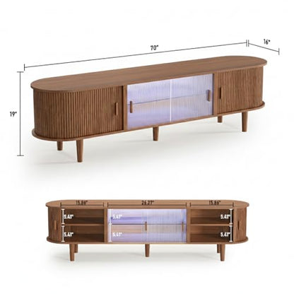 70" Fluted TV Stand with LED Lights for TVs up to 75 Inch, view 3