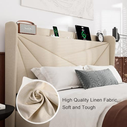 Queen Size Bed Frame with Charging Station, view 6