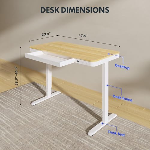 FLEXISPOT Comhar 48" Electric Standing Desk with Drawers, USB Charging Ports, view 4