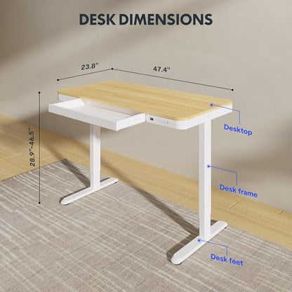 FLEXISPOT Comhar 48" Electric Standing Desk with Drawers, USB Charging Ports, view 4