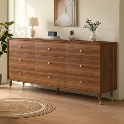 Dresser for Bedroom, 63 Inch 9 Drawer Wooden Chest of Drawers, view 2