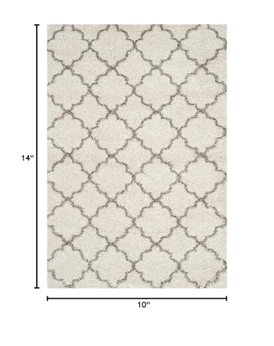 SAFAVIEH Hudson Shag Collection Area Rug - 10' x 14', Ivory & Grey, Moroccan Trellis Design, Non-Shedding & Easy Care, 2-inch Thick Ideal for High Traffic Areas in Living Room, Bedroom (SGH282A)