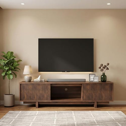 55" Mid Century TV Stand for 65 TVs Fluted, Walnut, view 3