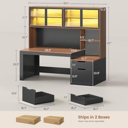 Home Office Desk with Hutch, view 3