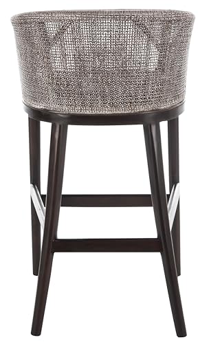 SAFAVIEH Furniture - Brando Rattan Bar Stool - Dark Brown - Solid Wood - Coastal Rattan-Back Design - Ideal for Kitchen, Bar Area, Dining Room (SEA4014A)