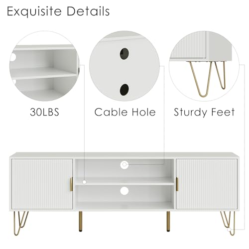 TV Stand for 55-65 Inch TV, Entertainment Center with Soft Hinge Door, view 5