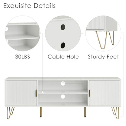 TV Stand for 55-65 Inch TV, Entertainment Center with Soft Hinge Door, view 5