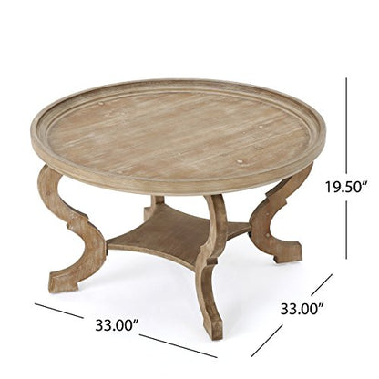 Althea Faux Wood Circular Coffee Table, Nature