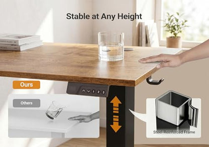 Electric Standing Desk Adjustable Height, 40 x 24 Inches Sit Stand up Desk with Memory Presets & Cable Management, Home Office Desk for Office & Computer Workstation, Black Frame/Rustic Brown Top