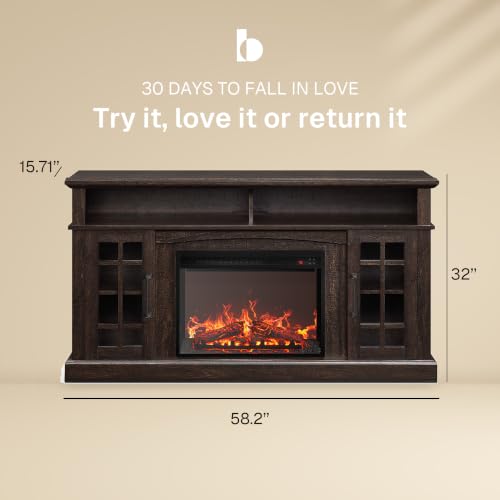 Astorga 58" TV Stand with 23" Electric Fireplace - Espresso, view 3