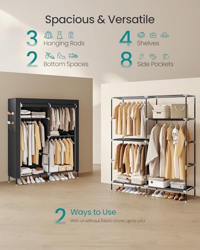 Portable Closet, Fabric Wardrobe, Clothes Rack with Shelves, view 5