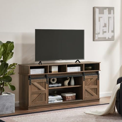 TV Stand Sliding Barn Door Modern & Farmhouse Wood Entertainment Center, view 4