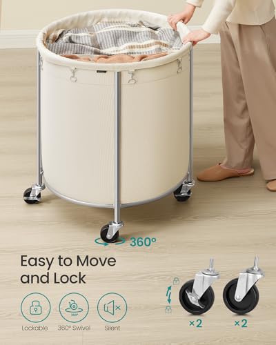 Laundry Basket with Wheels, 63.5 Gal., Steel Frame, Removable Bag, view 8