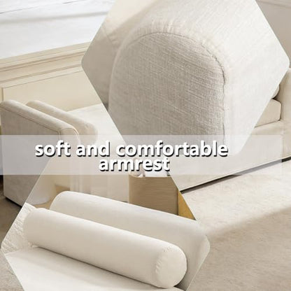 88.6" Beige Oversized Chaise Lounge Bench with 2 Headrest, view 4