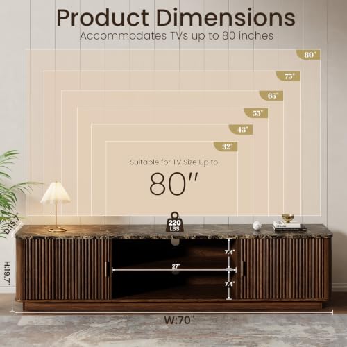 Faux Marble Top TV Stands for Living Room Bedroom 70” TV Consoles, view 3