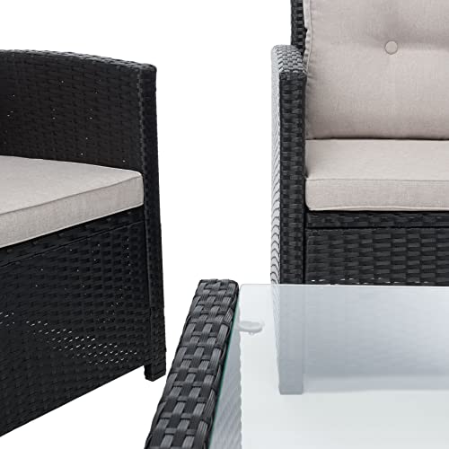 Safa Vieh Black/Light Grey Cushions Patio Set, view 6