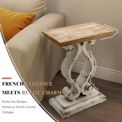 Rustic Farmhouse Accent End Table, Natural Wood Side Table Nightstand for Dinning or Living Room 19.75 x 11.75 x 27.5 Inches