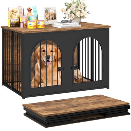 37.4" Dog Crate Furniture Foldable, Assembly-Free Dog Kennel, view 2