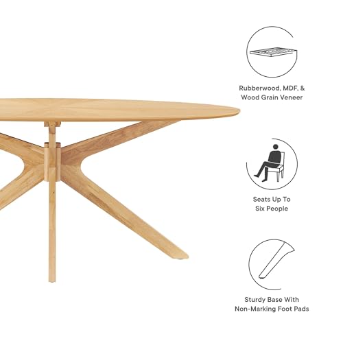 Crossroads 71Inch Oval Dining Table Solid Wood Oak Finish Modern Kitchen Room Entertaining Home Furniture Quality Stylish Elegant Durable Refined Versatile Contemporary