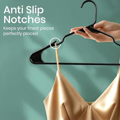 Plastic Hangers 50 Pack – Space Saving Clothes Hanger Black, view 5