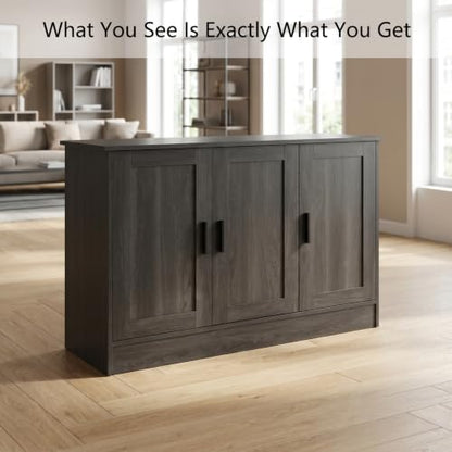 43" Dark Grey Buffet Cabinet with Black Handles, view 4