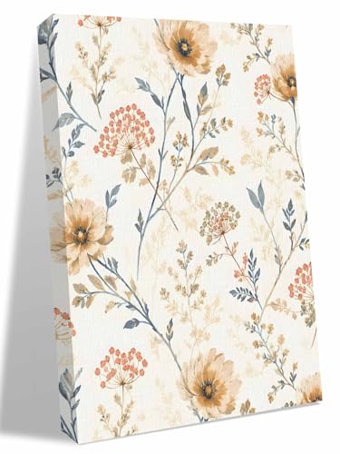 NuYeBiofx Country Floral Ombre Herb Canvas Wall Art Prints,48"x32" Framed Picture Artwork Retro Blossom Flower Printed Canvas Oil Painting for Living Room Bedroom Office,Ready to Hang
