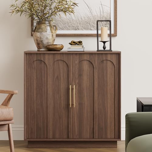 31.5" Sideboard Buffet Cabinet with Storage, Walnut, view 2