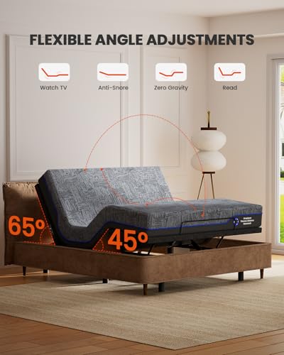 Amada Split King Adjustable Bed Frame and 14 Inch Cooling Gel Memory Foam, view 3