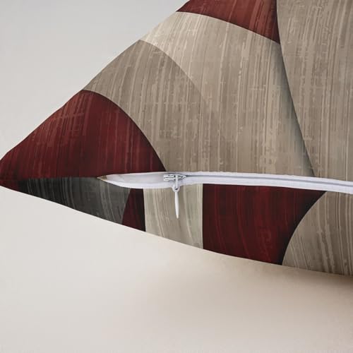 Abstract Spiral Throw Pillow Covers 18x18 Inch Set of 2 Retro Burgundy Red Gray Geometric Stripes Lines Cushion Covers for Teens Men Women Modern Simple Style Cushion Cases for Living Room Couch