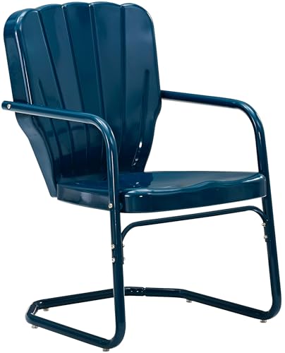 Ridgeland 2-Piece Outdoor Chair Set, Retro Metal Patio Chairs for Dining, Porch, Deck, Navy