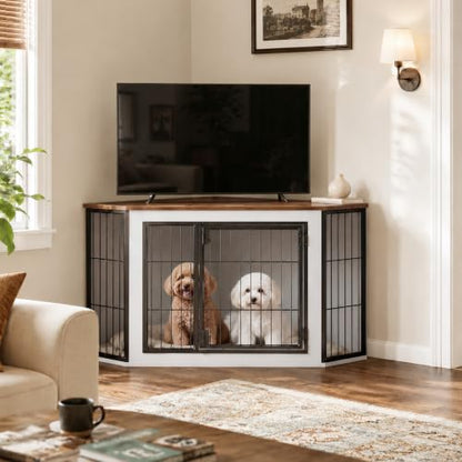 Corner Dog Crate Furniture, Decorative Dog Kennel End Table, view 8