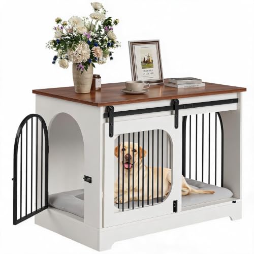 Dog Crate Furniture with Bed Mat, 39.4" Dog Kennel for Dogs Up to 70 Lb, view 2