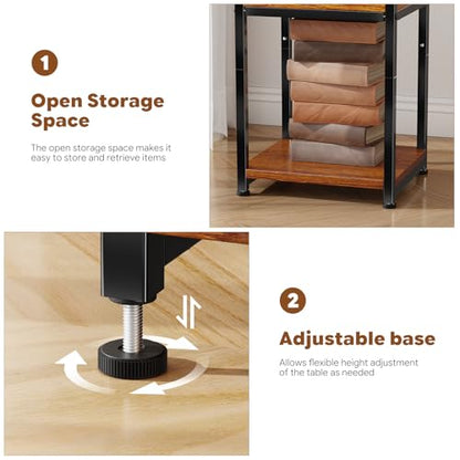 3-Tier Side Table – End Table Nightstand for Small Spaces & Living Room, Rustic Brown