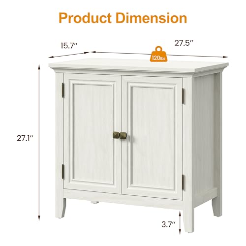 Buffet Cabinet with Storage, Mid Century Modern Sideboard with Adjustable Shelves, Wood Credenza Cabinet, Console Table for Dining Room, Living Room, Kitchen, Hallway, White (2-Door)