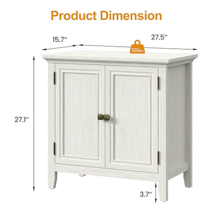 Buffet Cabinet with Storage, Mid Century Modern Sideboard with Adjustable Shelves, Wood Credenza Cabinet, Console Table for Dining Room, Living Room, Kitchen, Hallway, White (2-Door)