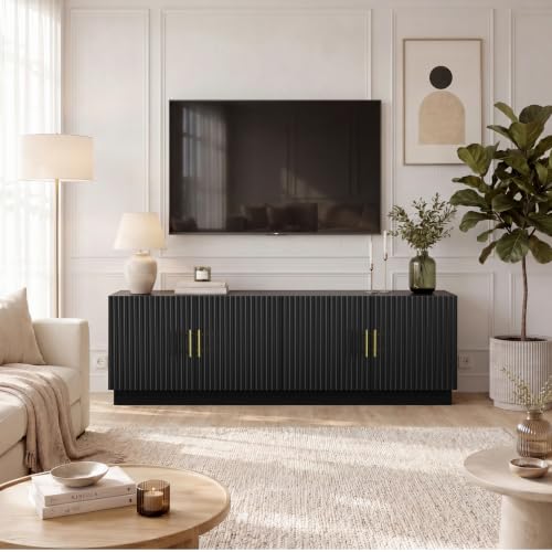 66" Modern TV Stand for 75 Inch TV Living Room,TV Console, Black, view 4