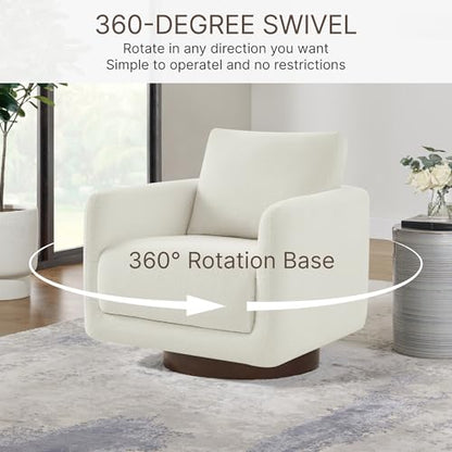 Swivel Accent Chair Modern Round Barrel Armchair with Upholstered Faux Leather for Living Room Bedroom Waitingroom,2 Box, Cream-Style 2