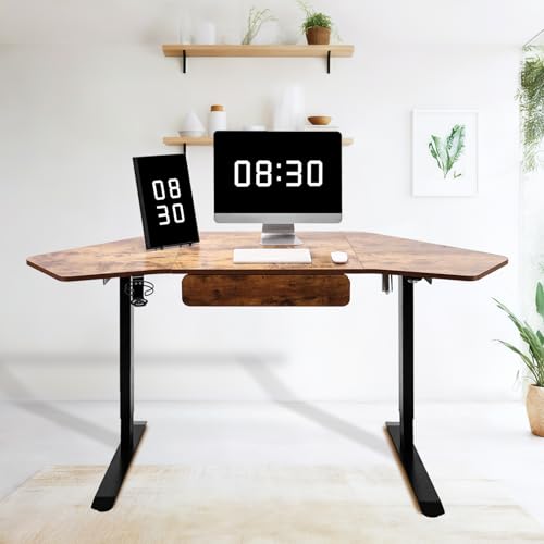 71Inch Height Adjustable Standing Sit Stand Up Desk L Shaped Corner Desk with LED Handset, Electric Ergonomic Desk