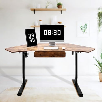 71Inch Height Adjustable Standing Sit Stand Up Desk L Shaped Corner Desk with LED Handset, Electric Ergonomic Desk