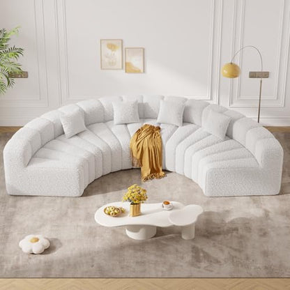 128" Oversized Curved Cloud Couch, Modern Compressed Modular Sectional Sofa, 4 Seater Boneless Couches for Living Room, No Assembly Required, White 1 PCS