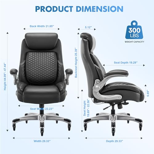 Office Ergonomic Desk High Back Executive Chair with Pop-Out Lumbar Support, view 4