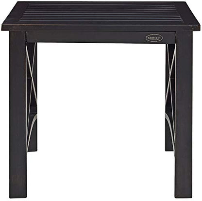 Kaplan Weather Resistant Metal Outdoor Side Table for Patio, Deck, Porch, Oiled Bronze