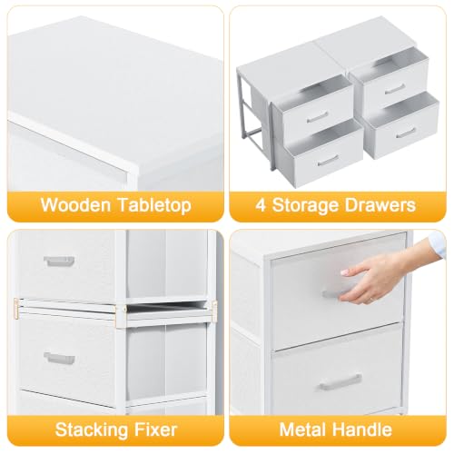 2 Pack Stackable Storage Drawers, Closet Drawers, White, view 7