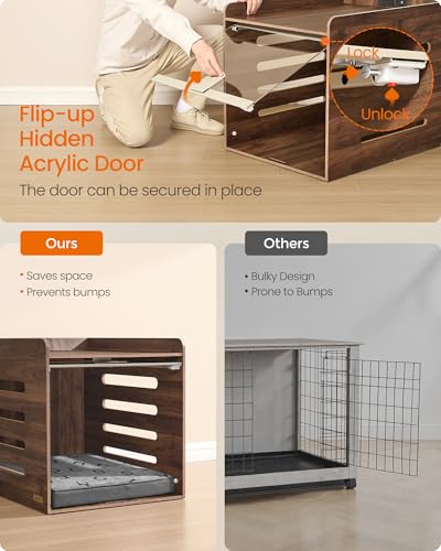 Modern Dog Crate Furniture with Charging Station, view 5
