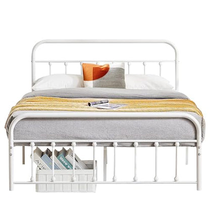 Full Size Victorian Style Metal Bed Frame with Headboard Classic Metal Platform, view 7