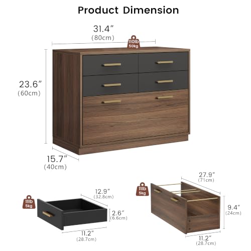 63" L Shaped Executive Standing Desk with 5-Drawer File Cabinet, view 5