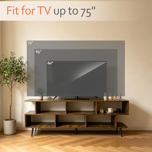 65" Amber Mid-Century TV Stand with Outlet Fits Up to 75 Inch TV, view 6
