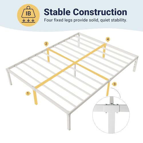 Full Size White Bed Frame with Storage, view 5