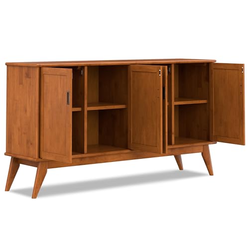 Draper 66" Wide Solid Wood 4-Door Buffet in Teak Brown, view 5