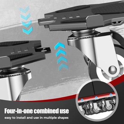 Upgraded Furniture Dolly Movers 5 Wheel Heavy Duty 2000LBS Capacity Carbon Steel Panel 360° Rotating Casters Furniture Slider for Sofa Refrigerator Piano (Black, 6in)